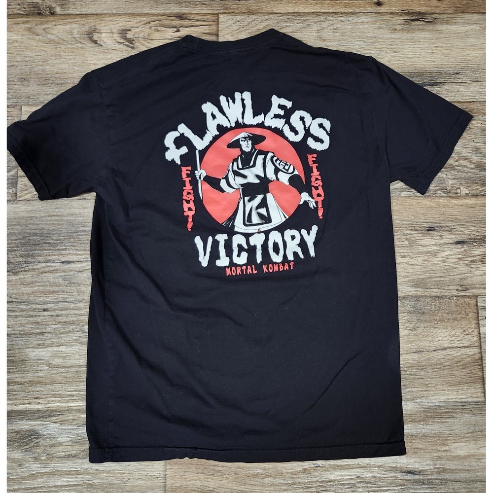 Mortal Kombat Shirt Men's Flawless Victory Raiden Black Large Red Finish Him